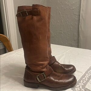 Frye Brown Leather Boots with Buckle